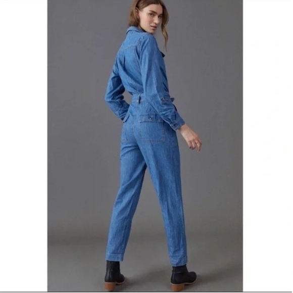 PILCRO Long Sleeve Belted Denim Jumpsuit Size XSP - Picture 2 of 14